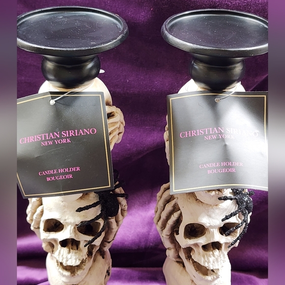 Christian Siriano Skull Candle Holders Set of 2 Halloween Candle Holders - Picture 7 of 8
